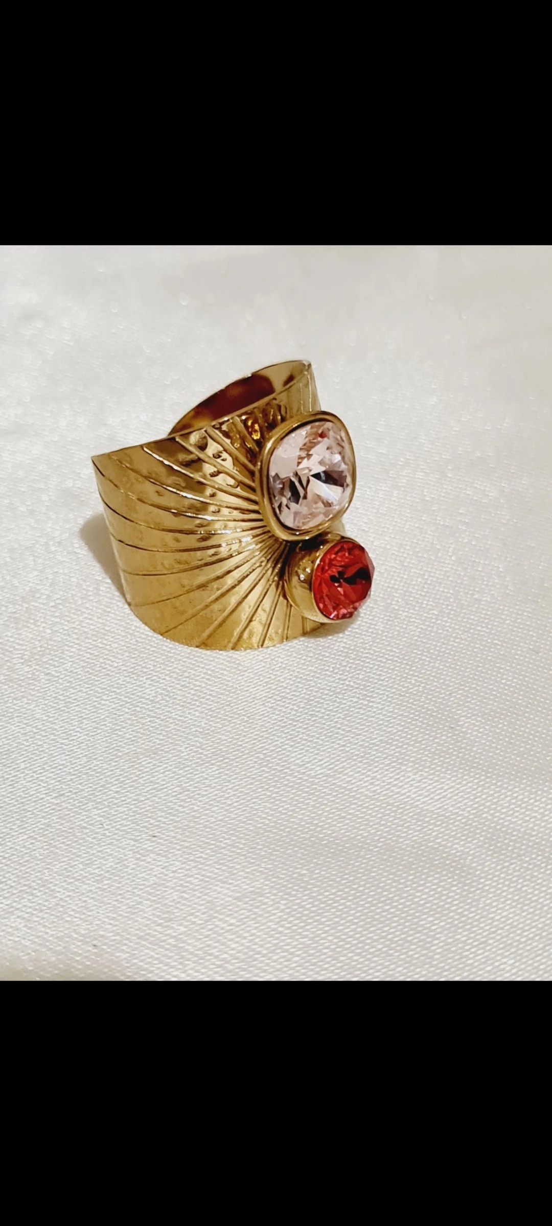 Bague ajustable Bohm cristaux Swarovski roses  – photo 2